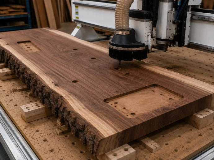CNC-machined recesses for table hardware