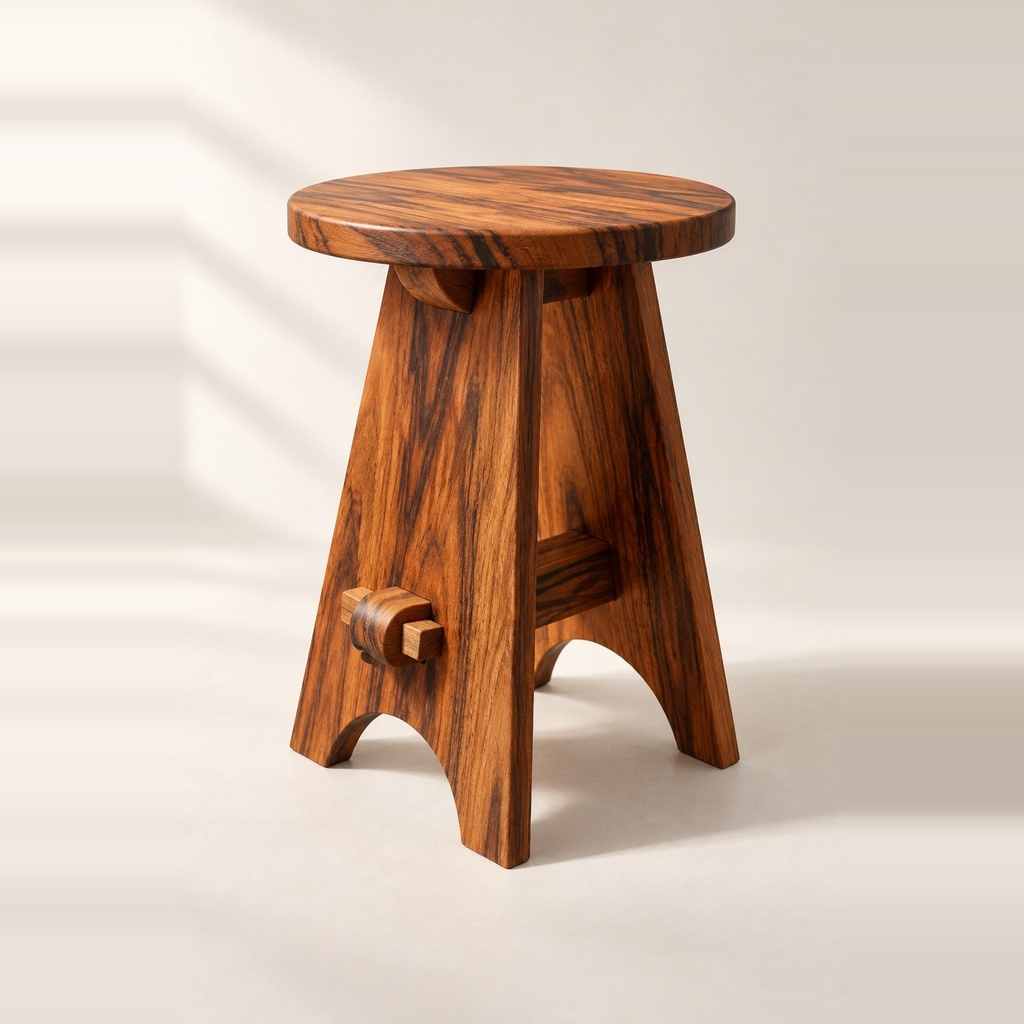 The Humble Stool in Gonçalo Alves (Tigerwood) — render
