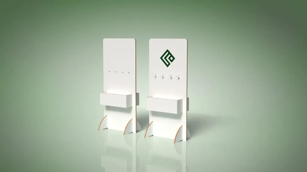 Design - 12424 - Standee with hooks and a box